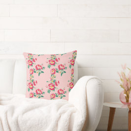 Rode en Roze Pioenchinoiserie Vine Floral Kussen
