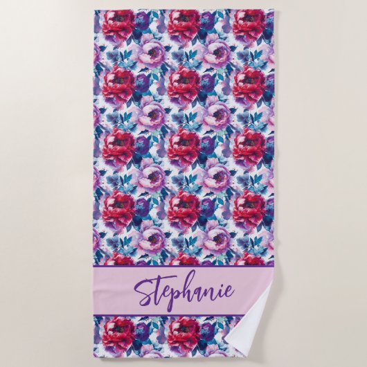 Rode en roze pioenroos bloesems strandlaken (Voorkant)