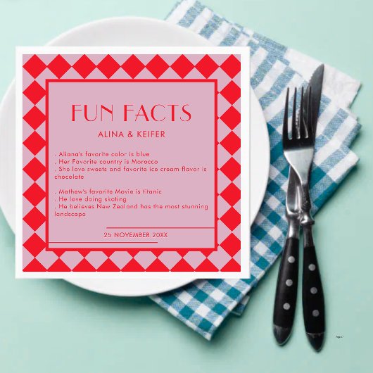 Rode en Roze Retro Bold Leuke Feiten Trouwen Servet