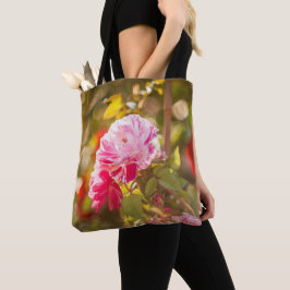 Rode en roze roze bloemen tote bag