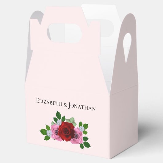 Rode en Roze Rozen Bruiloft Bedankdoosjes (Geopend)