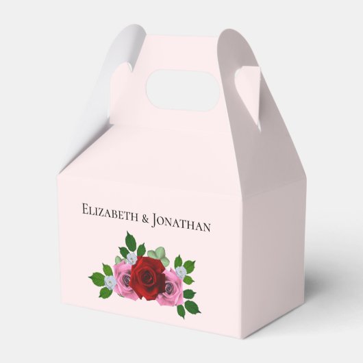 Rode en Roze Rozen Bruiloft Bedankdoosjes (Voorkant Zijde)