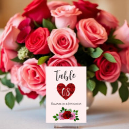 Rode en Roze Rozen Bruiloft Kaart