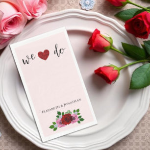 Rode en Roze Rozen Bruiloft Servet