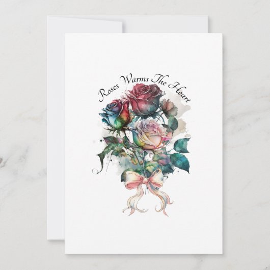 Rode en roze rozen met een lint kaart (Voorkant)