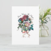 Rode en roze rozen met een lint kaart (Staand voorkant)