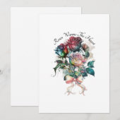Rode en roze rozen met een lint kaart (Voorkant / Achterkant)
