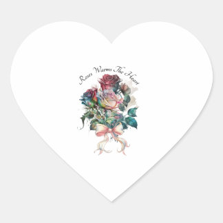 Rode en roze rozen met een strik  hart sticker