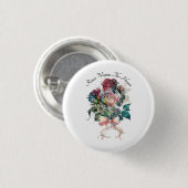 Rode en roze rozen met een strik ronde button 3,2 cm (Voorkant /achterkant)