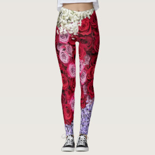 Rode en Roze Rozen met Kleurrijke Gypsophila Leggings