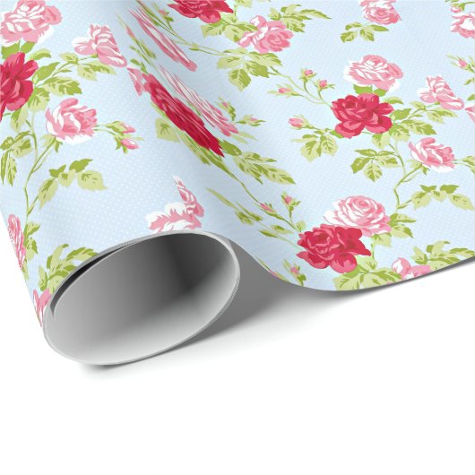 Rode en Roze Rozen Patroon  Cadeaupapier (Rol Hoek)