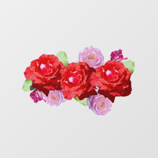 Rode en Roze Rozen, Raamfolie Raamsticker (Vel)