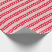 Rode en roze ruffle streep cadeaupapier (Hoek)