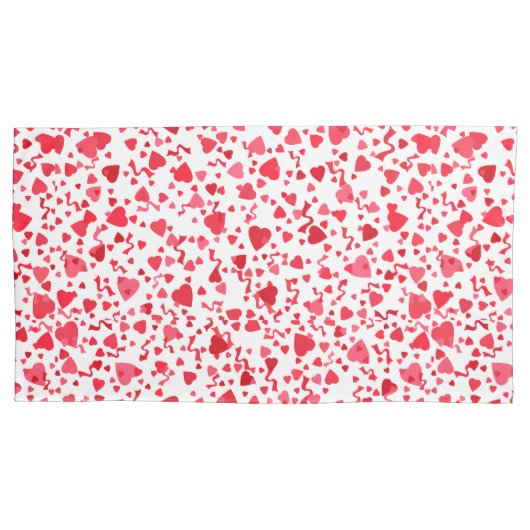 Rode en roze Schattigee Confetti Hearts Pattern Kussensloop (Voorkant-Links)