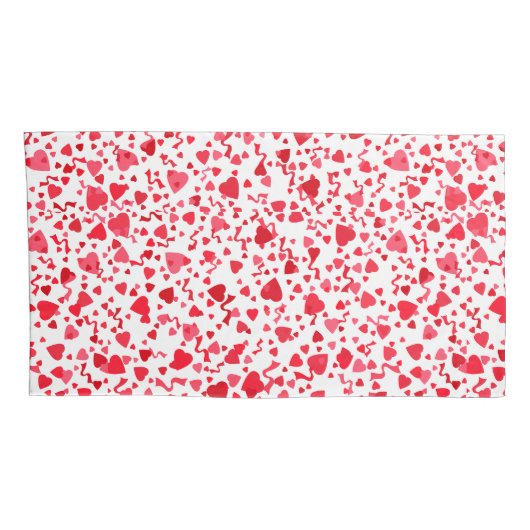 Rode en roze Schattigee Confetti Hearts Pattern Kussensloop (Achterkant-Rechts)