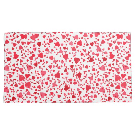 Rode en roze Schattigee Confetti Hearts Pattern Kussensloop (Voorkant-Rechts)