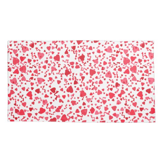 Rode en roze Schattigee Confetti Hearts Pattern Kussensloop (Achterkant-Links)