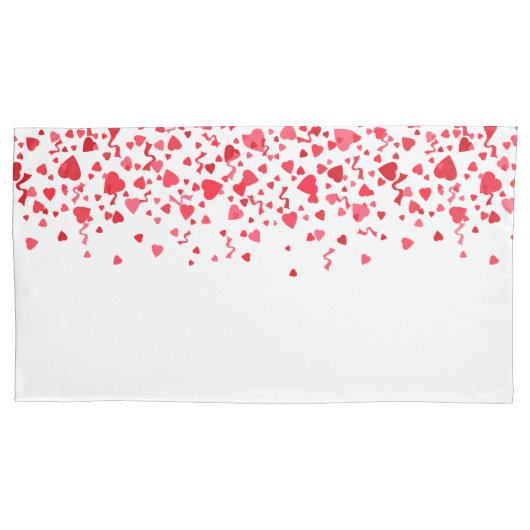 Rode en roze Schattigee Confetti Hearts Pattern Kussensloop (Voorkant-Links)