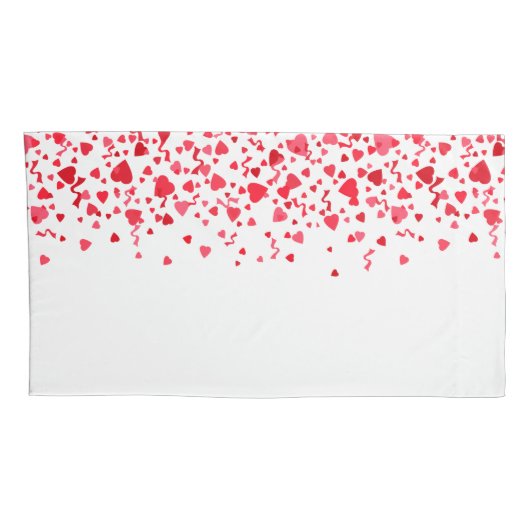 Rode en roze Schattigee Confetti Hearts Pattern Kussensloop (Achterkant-Rechts)
