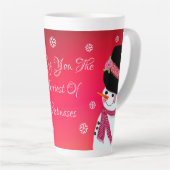 Rode en roze sneeuwpop latte mok (Rechterhoek)