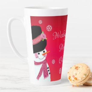 Rode en roze sneeuwpop latte mok