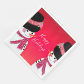 Rode en roze sneeuwpop servet (Hoek)