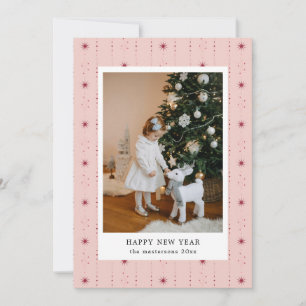 Rode en roze sterren behang foto kerstkaart
