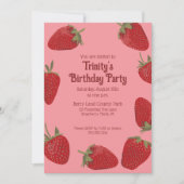 Rode en Roze Strawberry Custom Party Kaart (Voorkant)