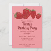 Rode en Roze Strawberry Custom Party Kaart (Voorkant)