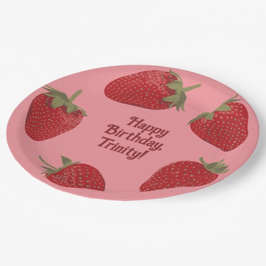 Rode en Roze Strawberry Custom Party Papieren Bordje (Gekanteld)