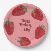 Rode en Roze Strawberry Custom Party Papieren Bordje (Voorkant)