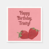 Rode en Roze Strawberry Custom Party Servet (Voorkant)