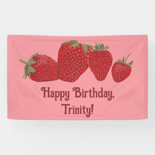 Rode en Roze Strawberry Custom Party Spandoek (Horizontaal)