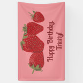 Rode en Roze Strawberry Custom Party Spandoek (Verticaal)