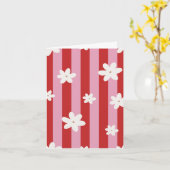 Rode en roze streep bloem kaart (Gele Bloem)