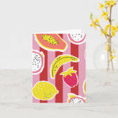 rode en roze streep kaart met tropisch fruit (Gele Bloem)