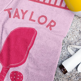 Rode en Roze Strepen Pickleball Gepersonaliseerd Strandlaken