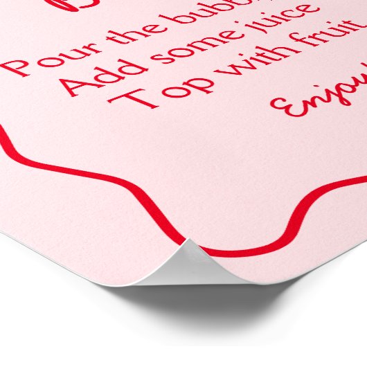 Rode en Roze Strik Bruidsdouche Mimosa Bar Poster (Hoek)