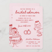 Rode en roze thema bruids douche uitnodiging (Voorkant / Achterkant)