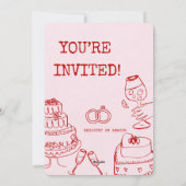 Rode en roze thema bruids douche uitnodiging (Achterkant)