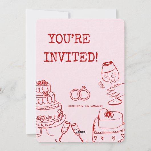 Rode en roze thema bruids douche uitnodiging (Achterkant)