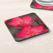 Rode en roze tropische Fiji Flowers Onderzetter (Linkerzijde)