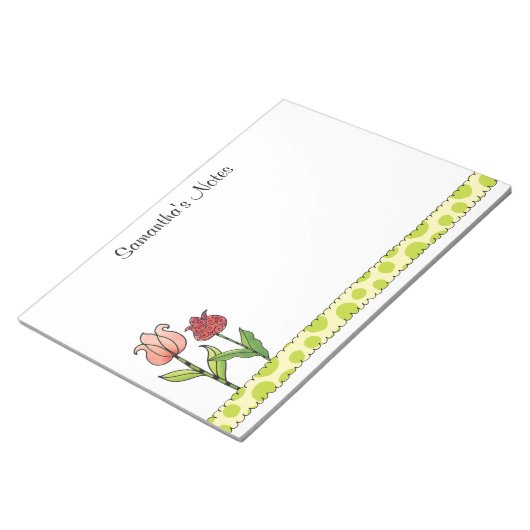 Rode en Roze Tulpen Gepersonaliseerd 11 x 8,5 Notitieblok (Schuin)