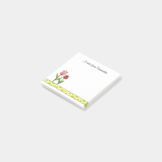 Rode en Roze Tulpen Gepersonaliseerd 3 x 3 Post-it® Notes (Schuin)