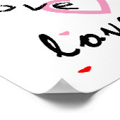 rode en roze typografie tekstontwerp liefde harten poster (Hoek)