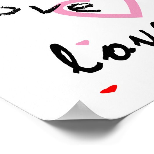 rode en roze typografie tekstontwerp liefde harten poster (Hoek)