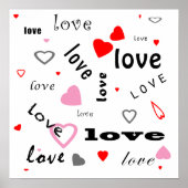 rode en roze typografie tekstontwerp liefde harten poster (Voorkant)