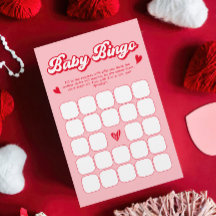 Rode en Roze Valentijn Baby shower Baby Bingo Game