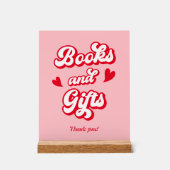 Rode en Roze Valentijn Baby shower Boeken en Gesch Acryl Bord (Voorkant)