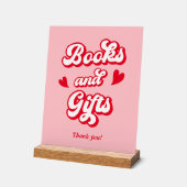 Rode en Roze Valentijn Baby shower Boeken en Gesch Acryl Bord (Hoek)